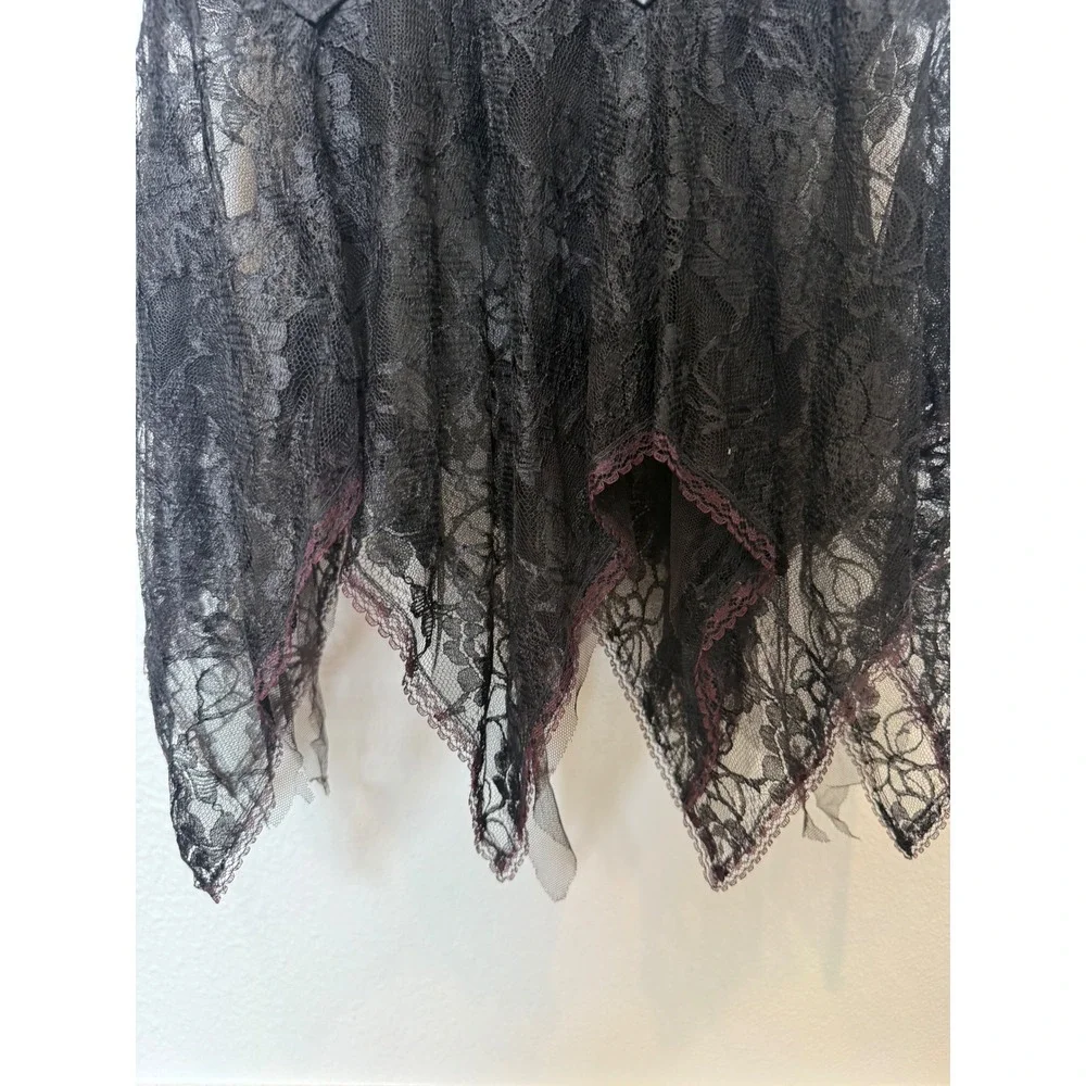 David Howard Y2K Strapless Sweetheart Neck Lace Faux Leather Goth Dress S - Picture 4 of 8